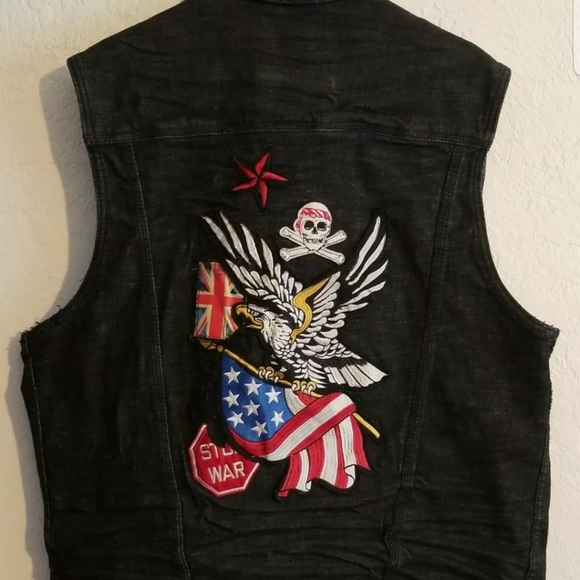 Heritage America Denim Vest Army Navy Marines Air - Picture 3 of 11